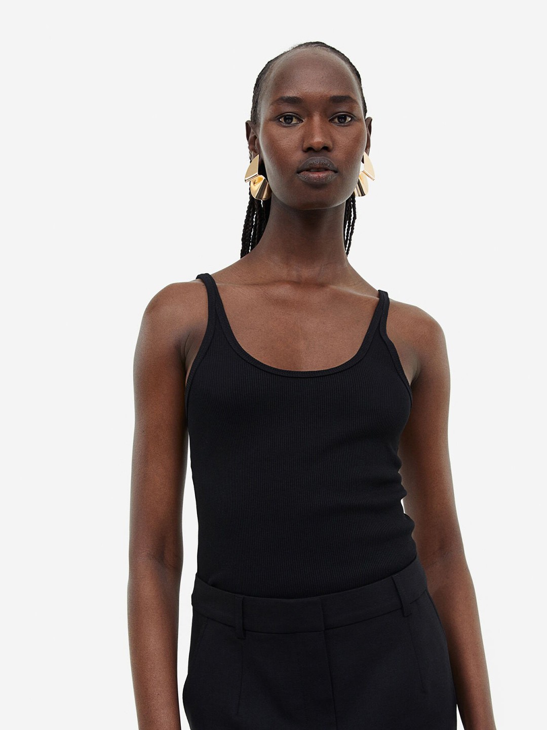 

H&M Ribbed Vest Top, Black