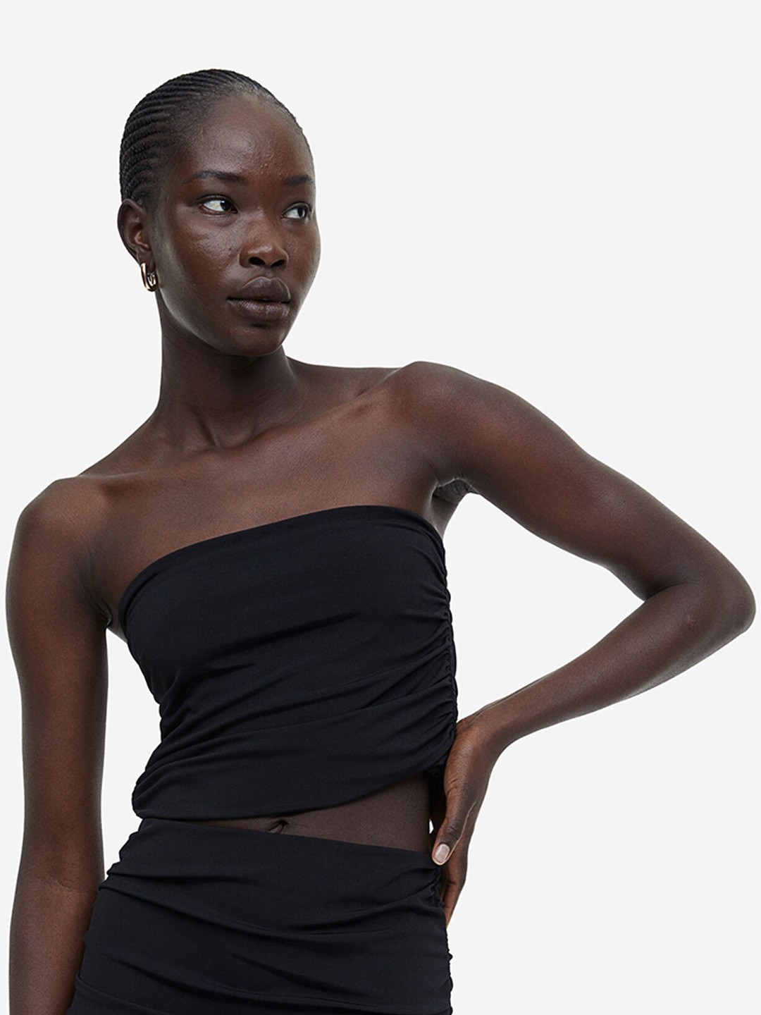

H&M Draped Tube Top, Black