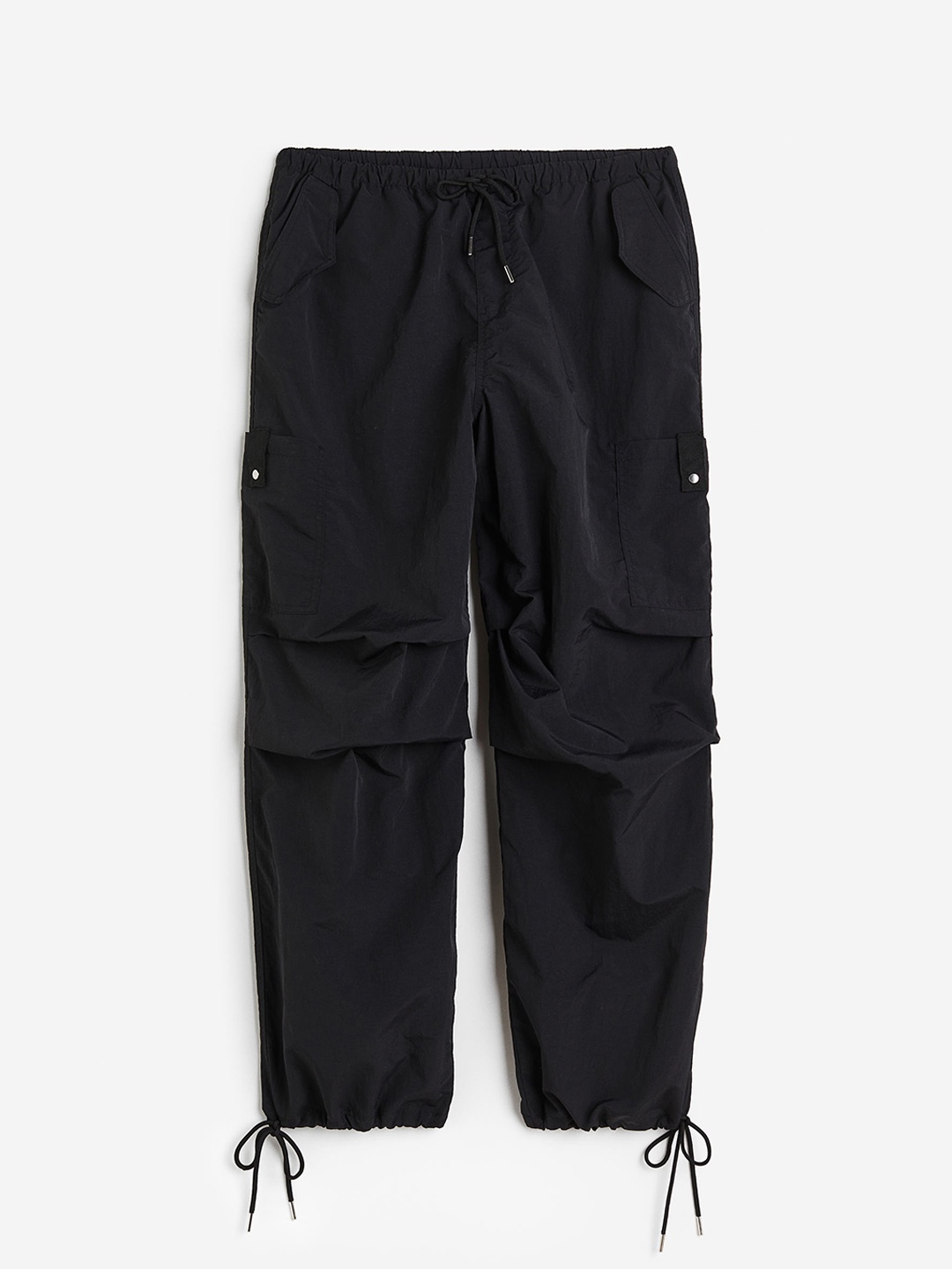 

H&M Women Nylon Parachute Trousers, Black