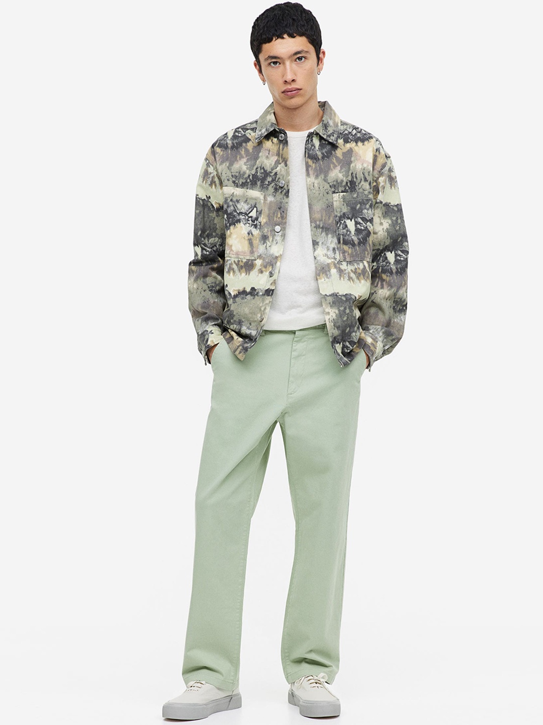 

H&M Men Relaxed Fit Cotton Chinos, Sea green