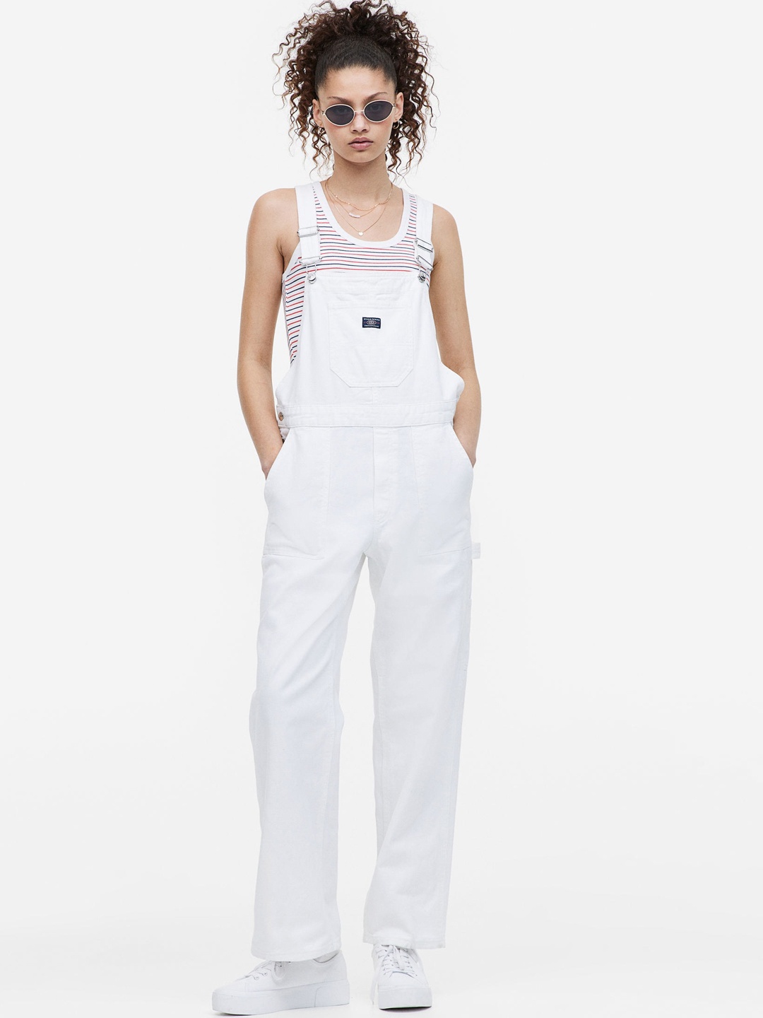 

H&M Women Denim Dungarees, White