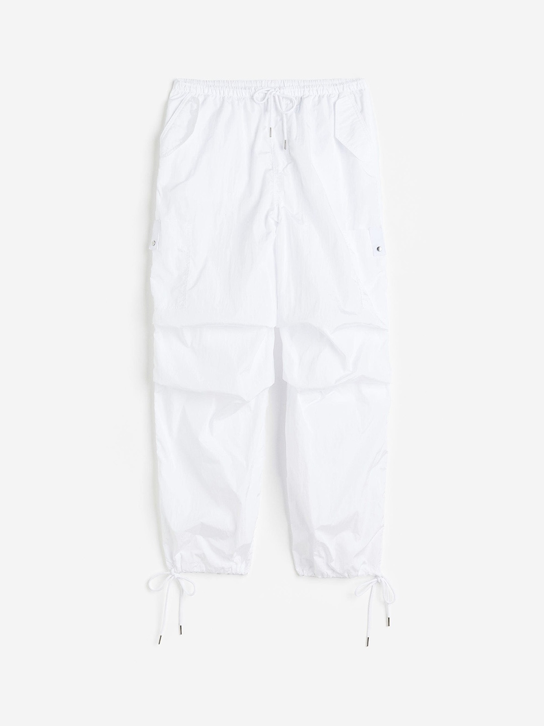 

H&M Women Nylon Parachute Trousers, White