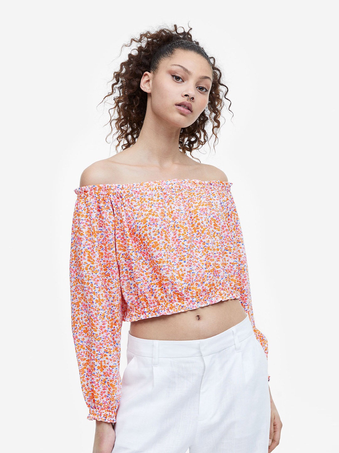 

H&M Off-The-Shoulder Blouse, Pink