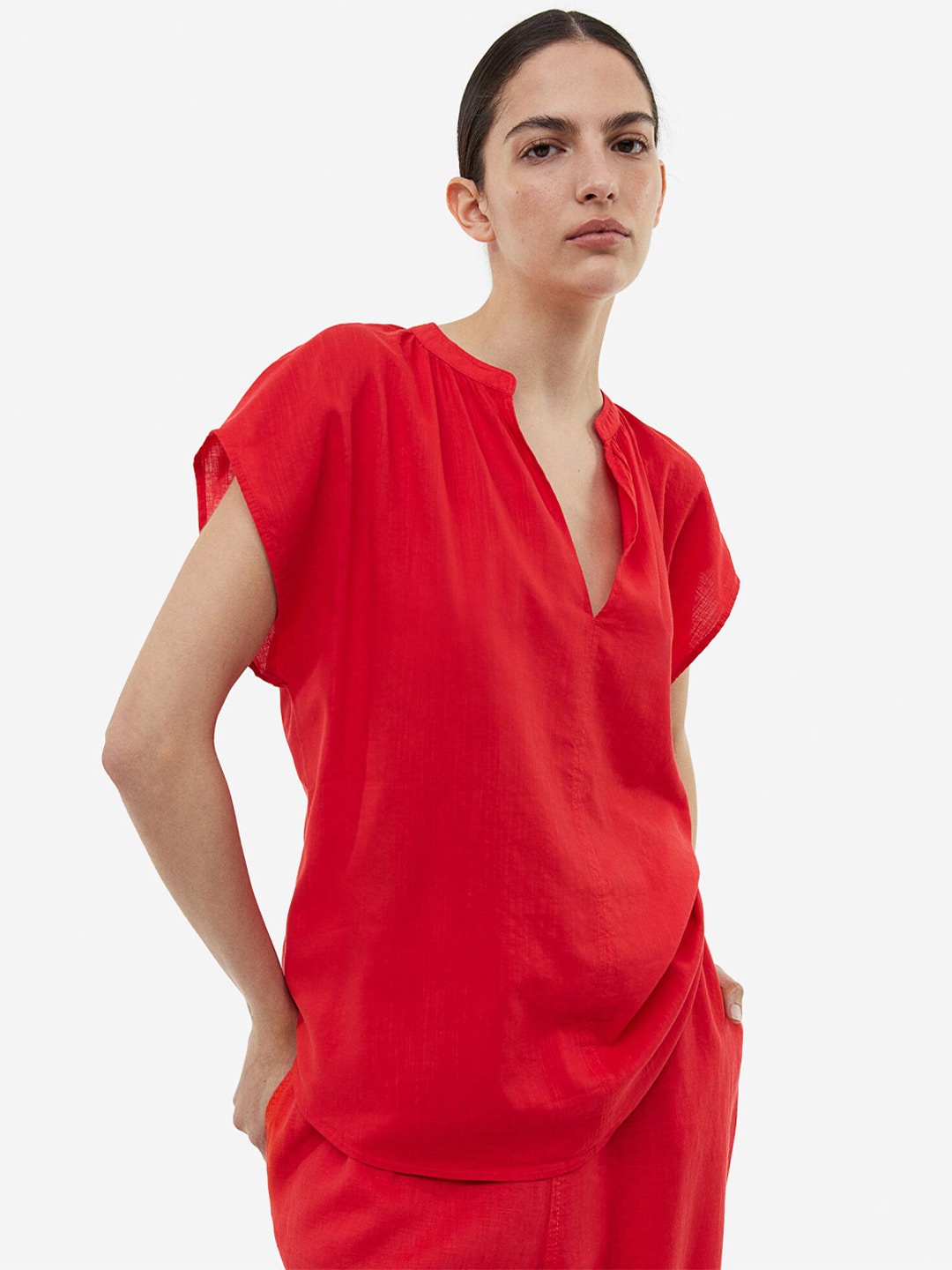

H&M V-Neck Blouse, Red