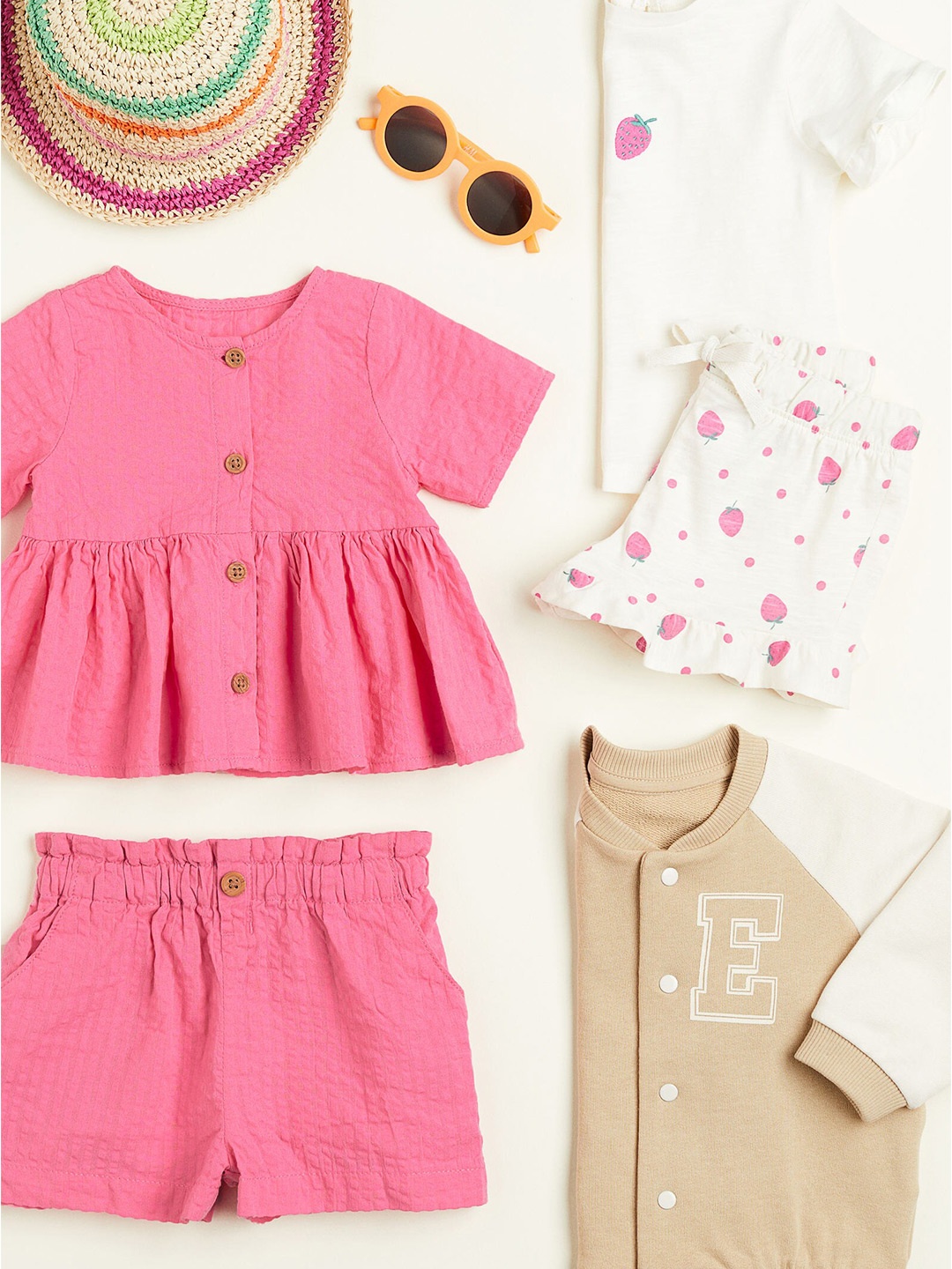 

H&M Girls Seersucker Peplum Blouse, Pink