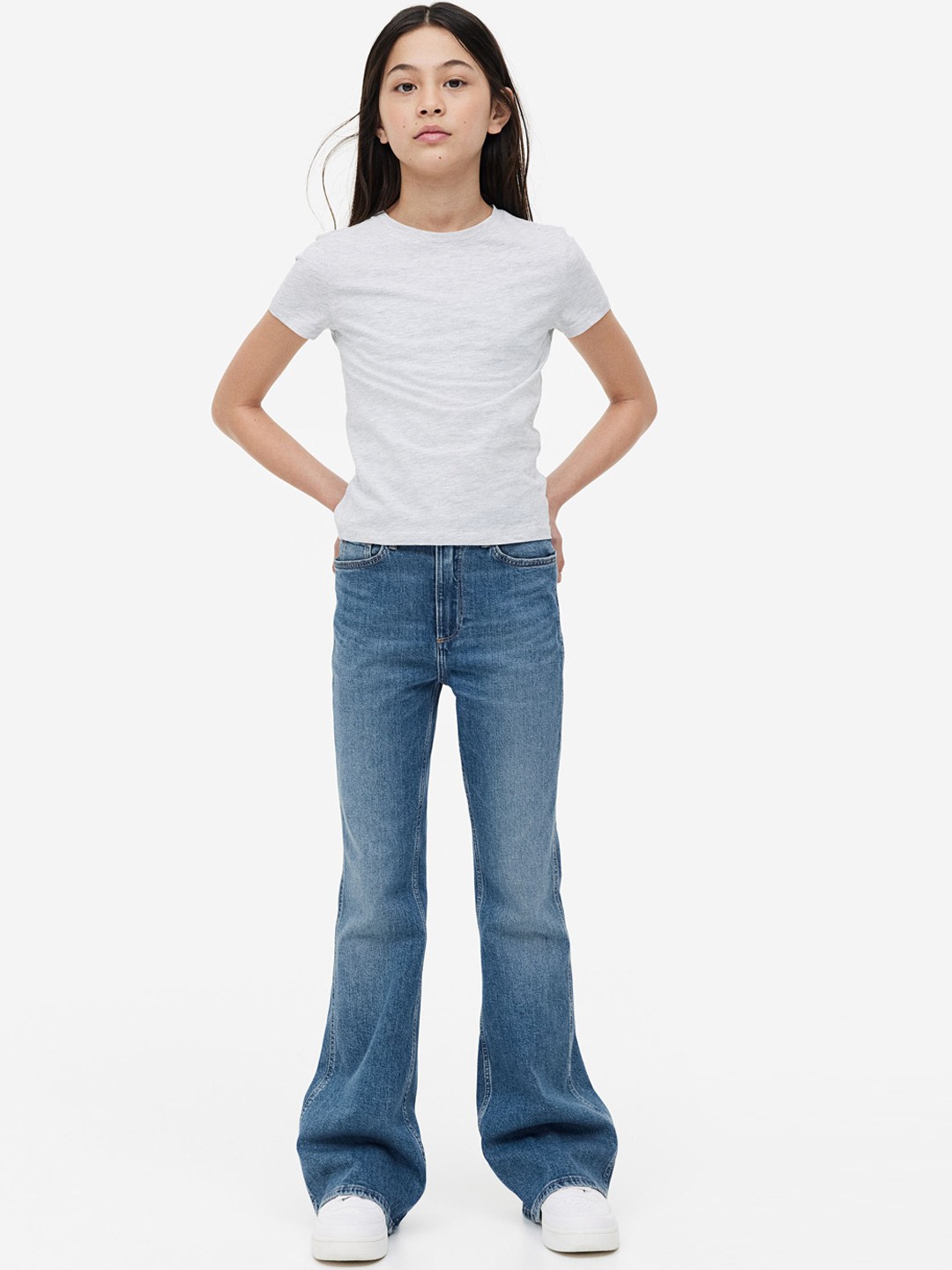 

H&M Girls Flared Leg High Jeans, Blue