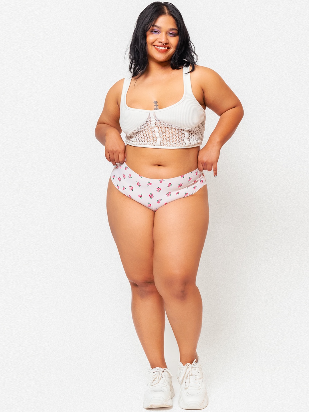 

Big Little Lemons Women Floral Printed Hipster Briefs, White