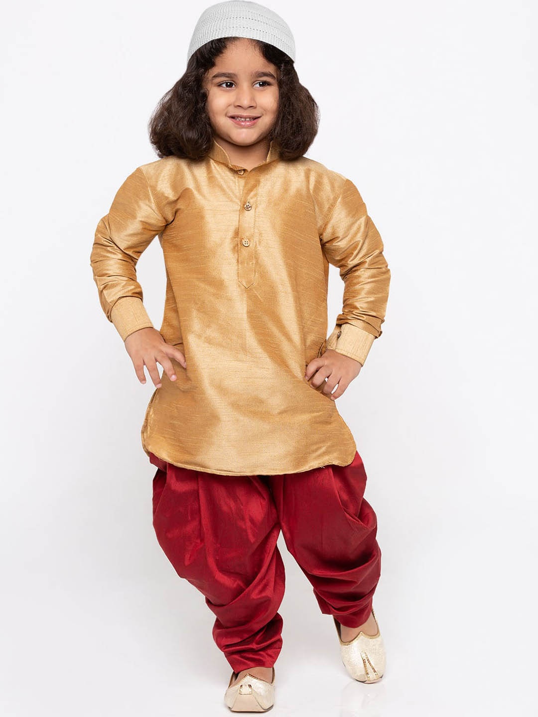 

JBN Creation Boys Mandarin Collar Kurta With Dhoti Pants, Gold