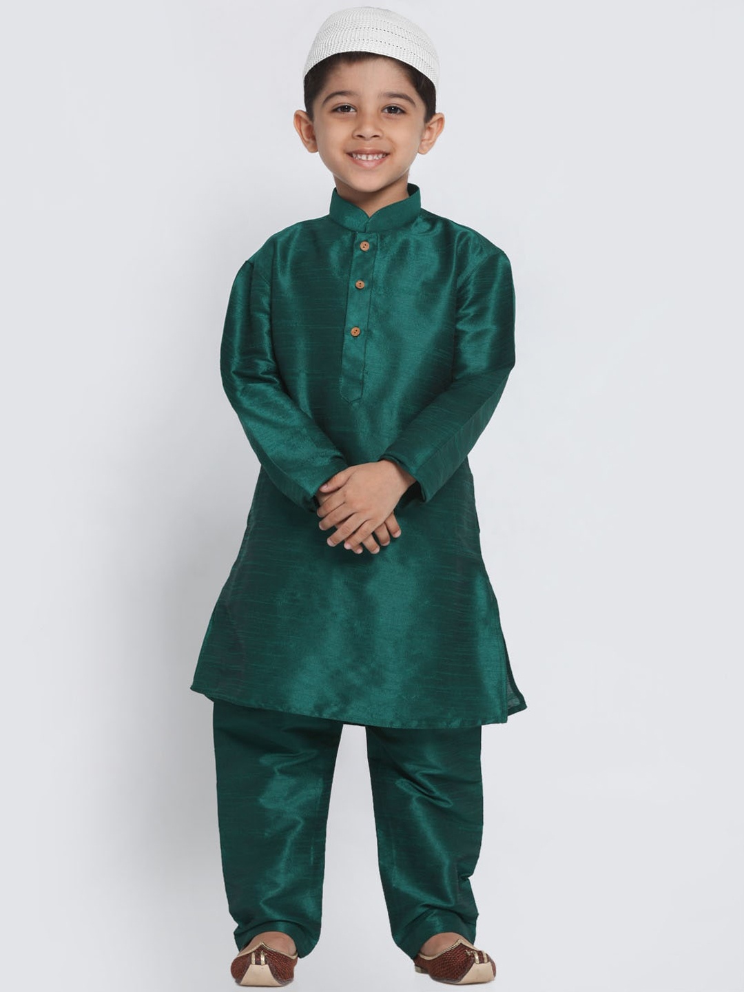 

JBN Creation Boys Mandarin Collar Kurta With Pyjamas, Green