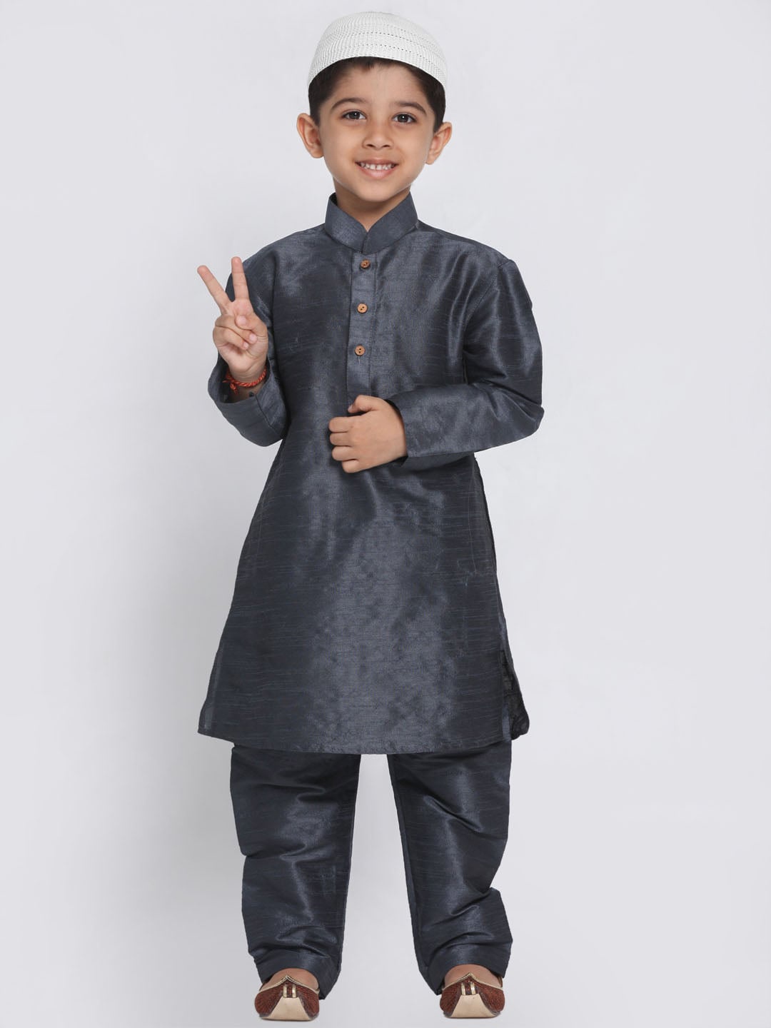 

JBN Creation Boys Mandarin Collar Kurta With Pyjamas, Grey