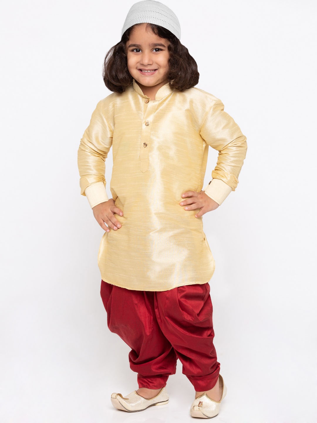 

JBN Creation Boys Mandarin Collar Kurta With Dhoti Pants, Cream