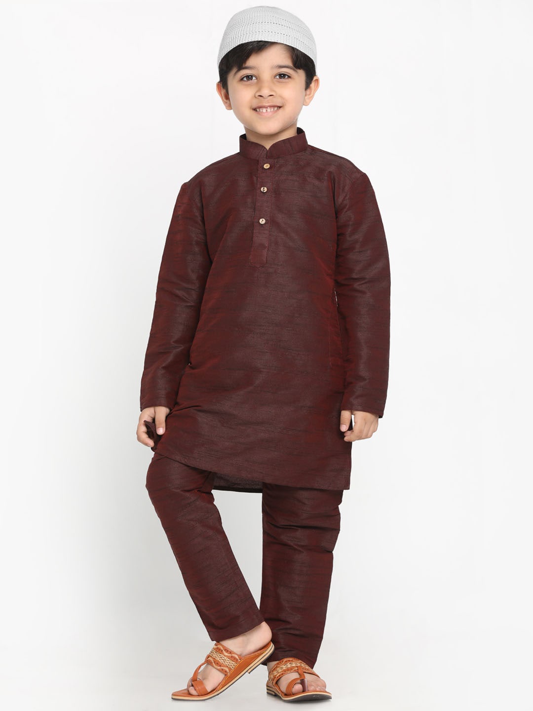 

JBN Creation Boys Mandarin Collar Kurta With Pyjamas, Burgundy