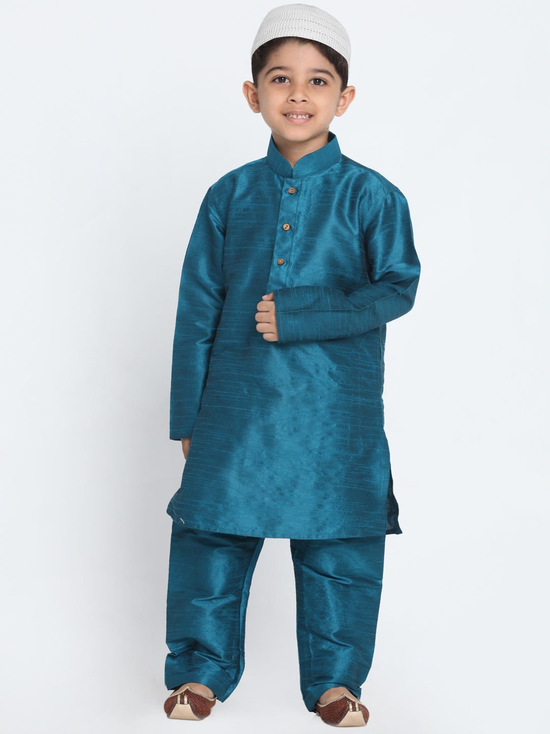 

JBN Creation Boys Mandarin Collar Regular Kurta with Pyjamas, Turquoise blue
