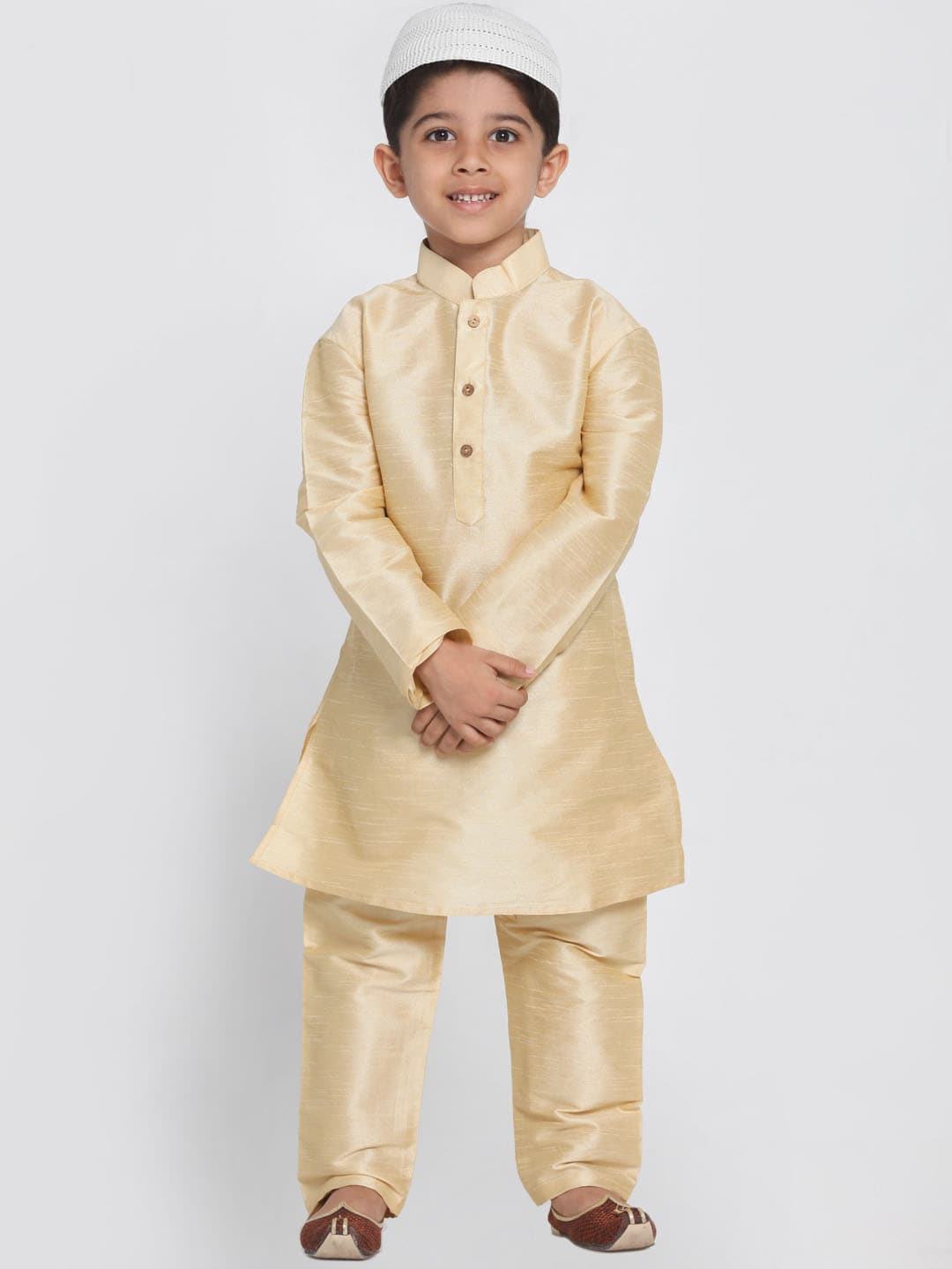 

JBN Creation Boys Mandarin Collar Kurta With Pyjamas, Cream
