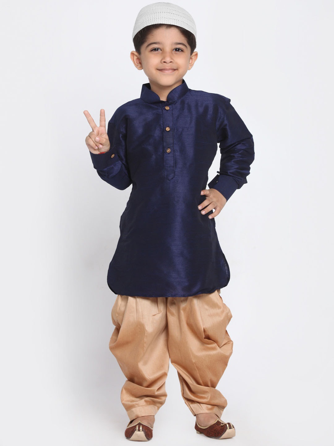 

JBN Creation Boys Mandarin Collar Kurta With Dhoti Pants, Navy blue