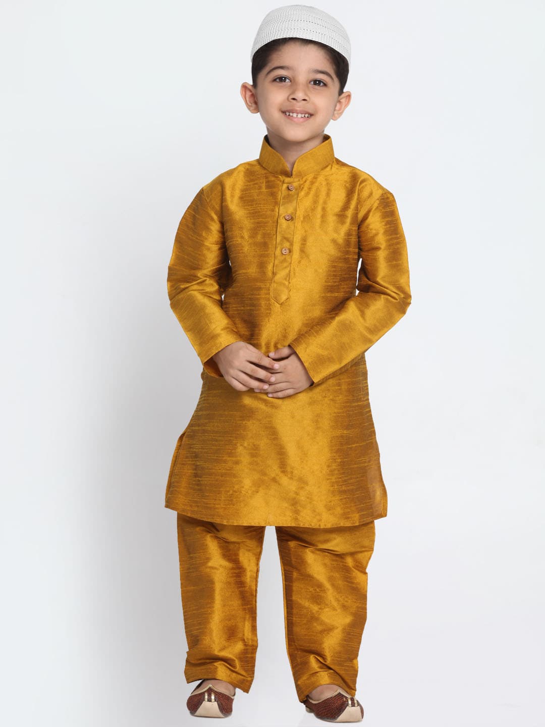 

JBN Creation Boys Mandarin Collar Kurta With Pyjamas, Mustard