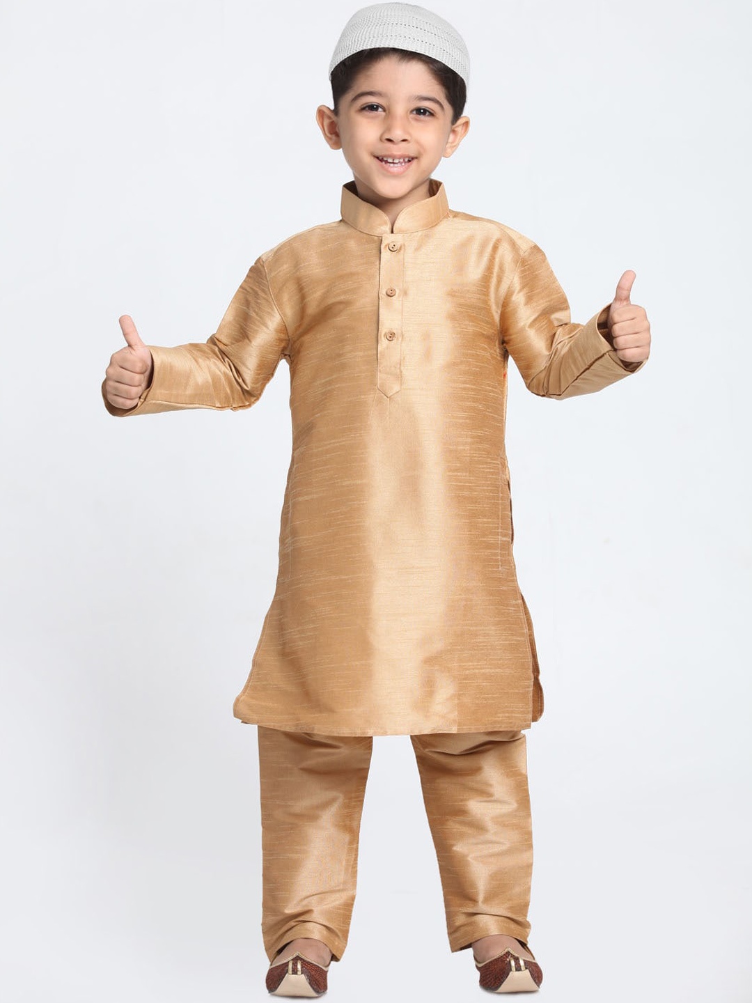 

JBN Creation Boys Mandarin Collar Kurta With Pyjamas, Rose gold