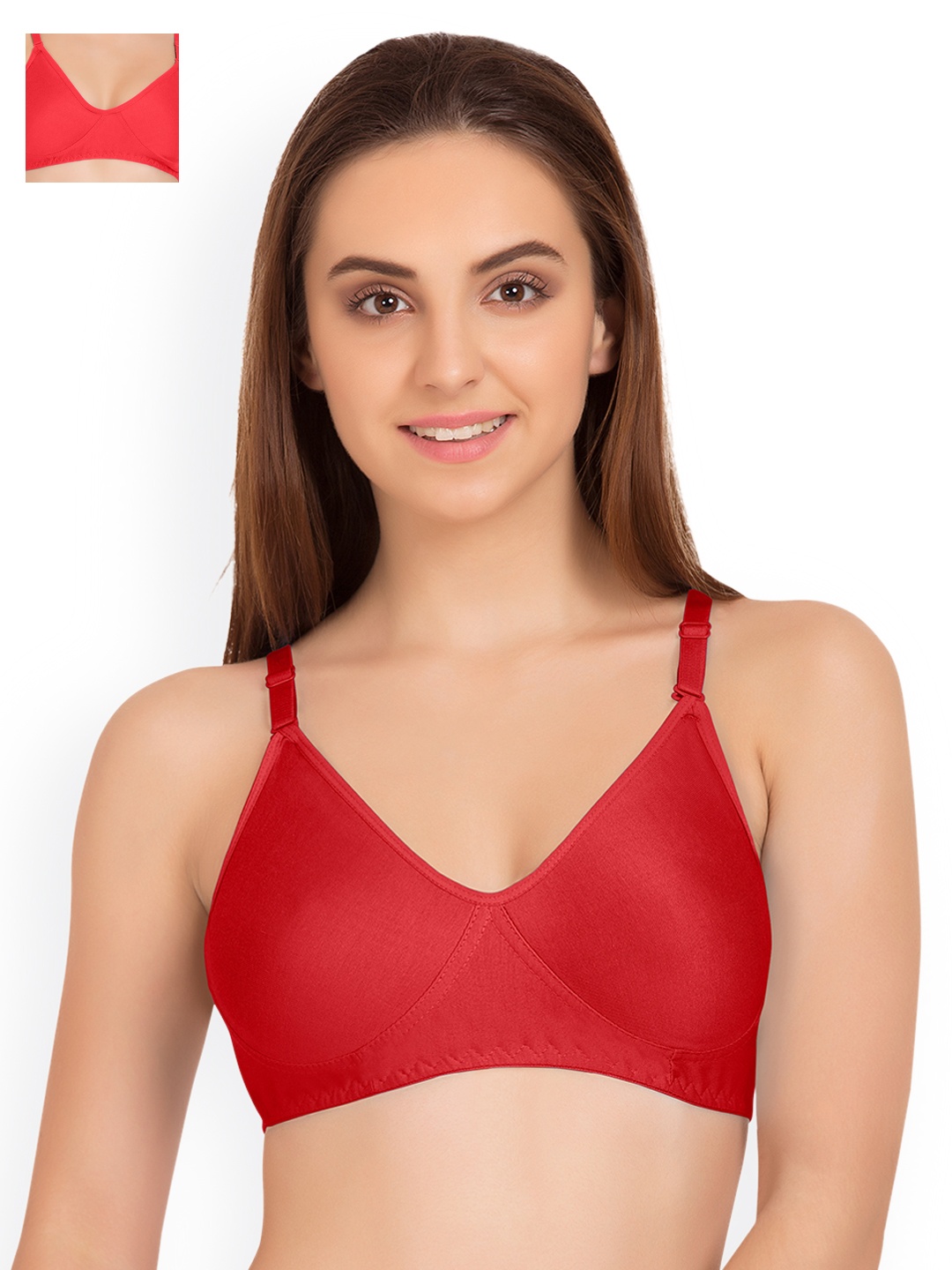 

Tweens Pack of 2 Full Coverage T-shirt Bras TW285, Red