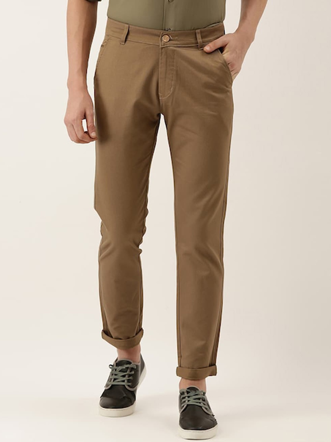 

Hancock Men Tailored Slim Fit Chinos Trousers, Brown