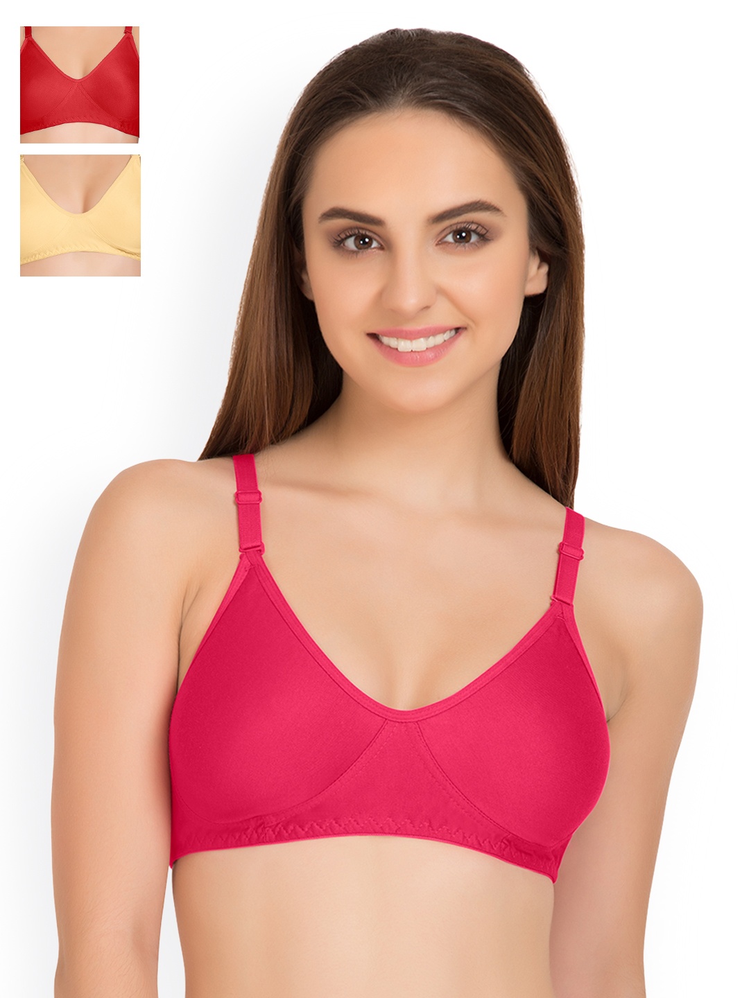 

Tweens Pack of 3 Full Coverage T-shirt Bras TW285, Red