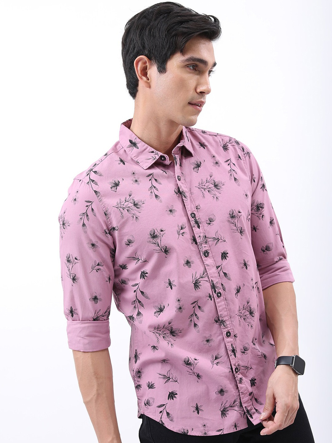 

KETCH Slim Fit Floral Printed Cotton Casual Shirt, Pink