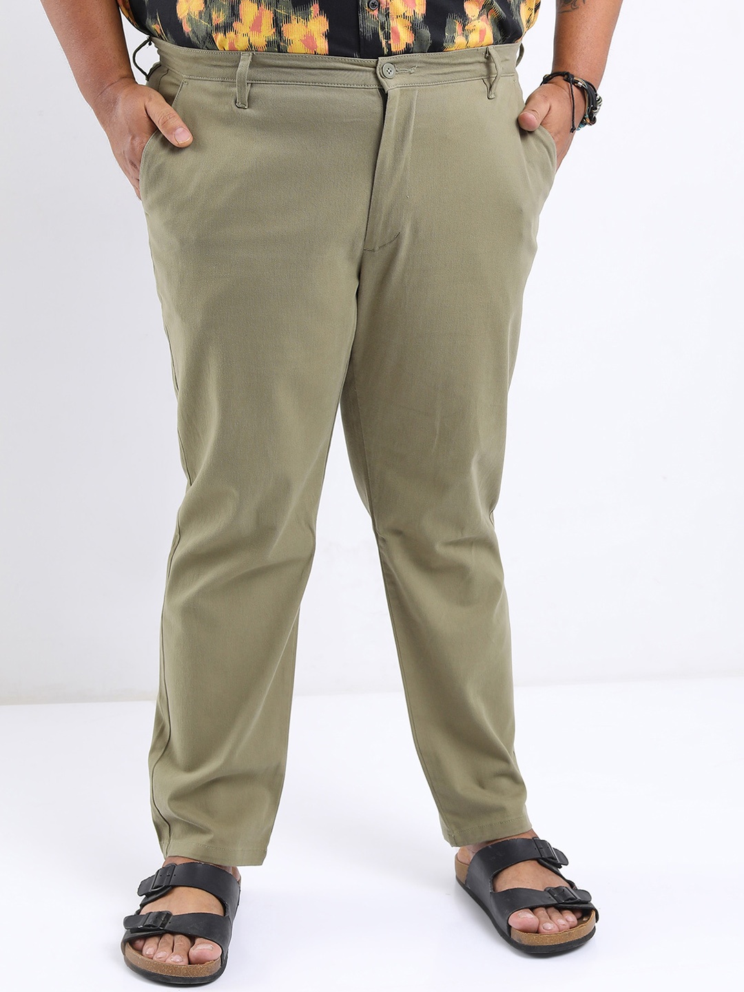 

HIGHLANDER Men Plus size Regular Fit Chinos Trousers, Grey