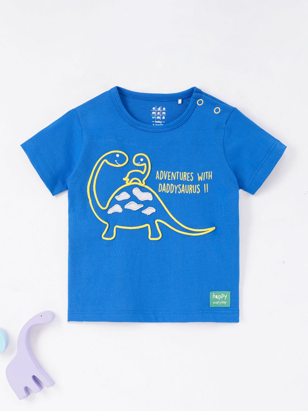

Ed-a-Mamma Baby Infants Boys Typography Printed Applique Cotton T-shirt, Blue