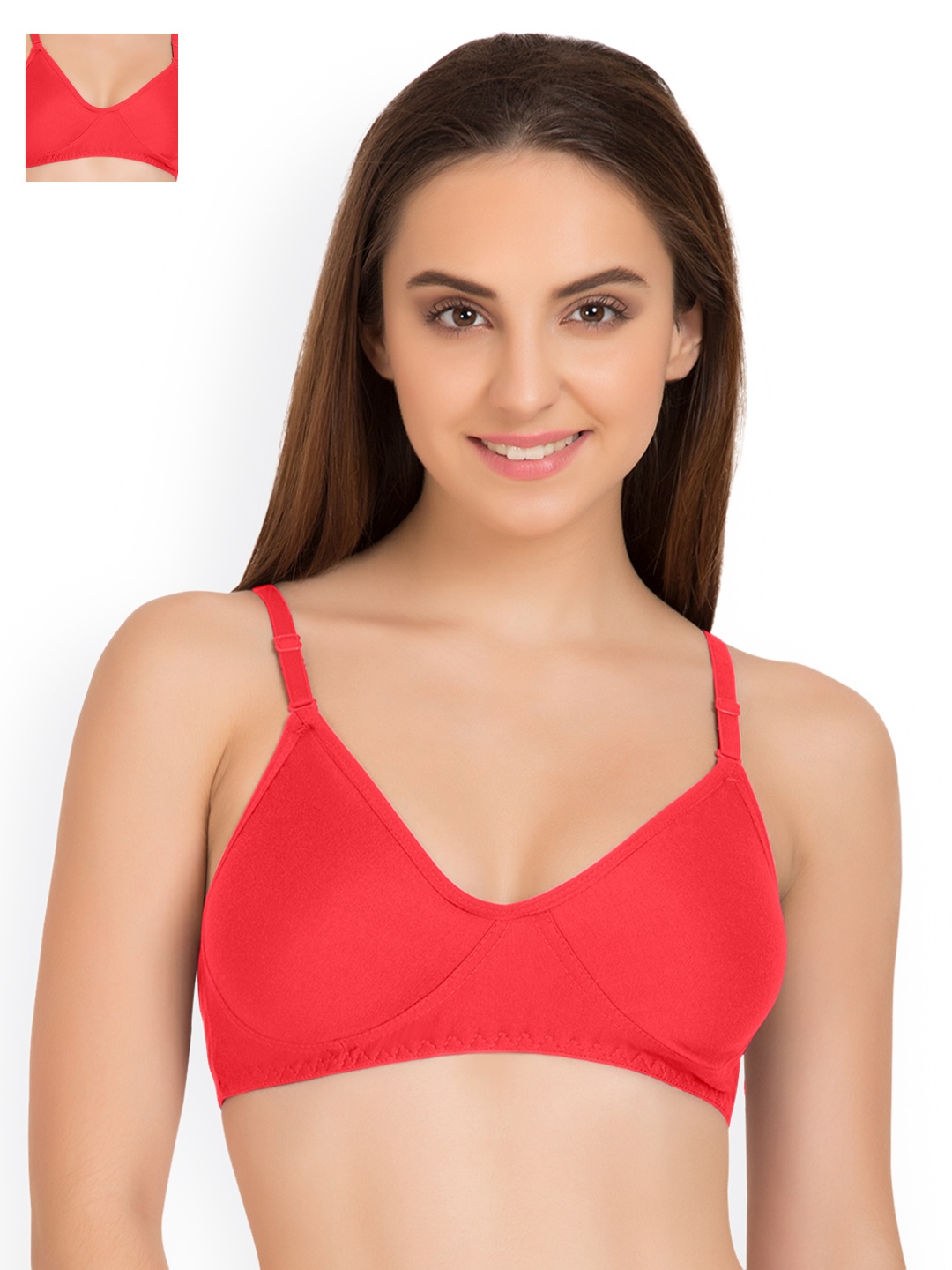 Tweens Pack of 2 Coral Red Full-Coverage T-shirt Bras TW285