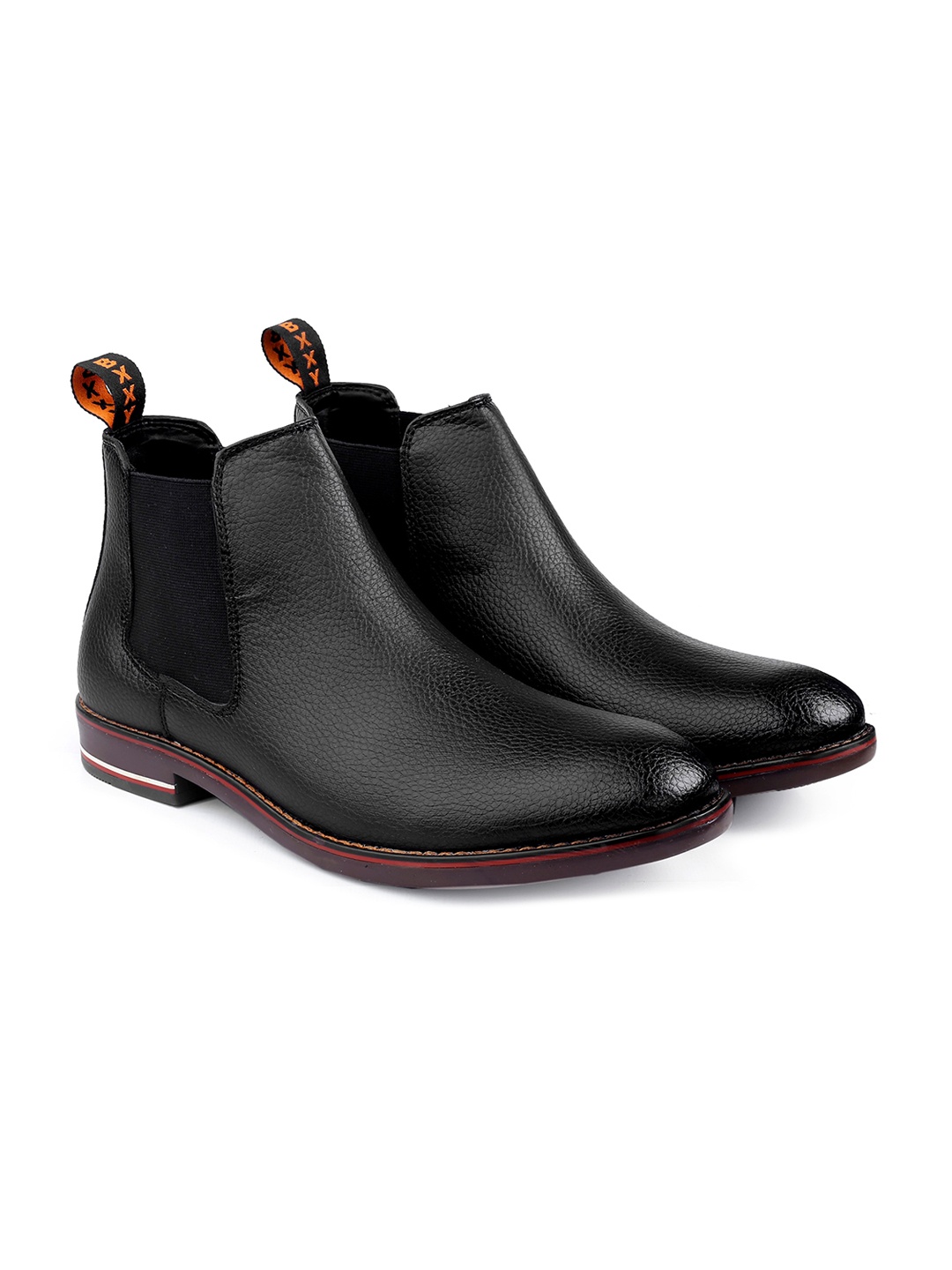 

Bxxy Men Textured Mid-Top Chelsea Boots, Black