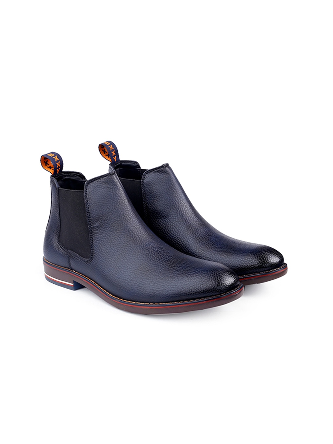 

Bxxy Men Textured Mid-Top Chelsea Boots, Navy blue