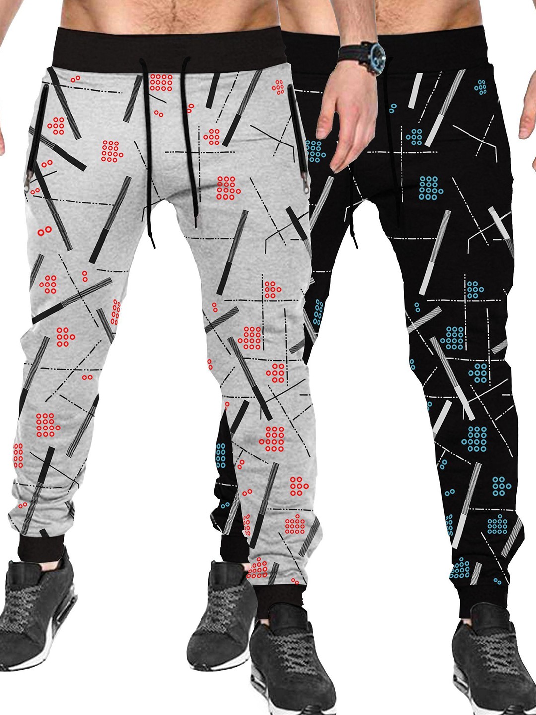 

TRIPR Men Pack Of 2 Regular Fit Printed Joggers, Grey