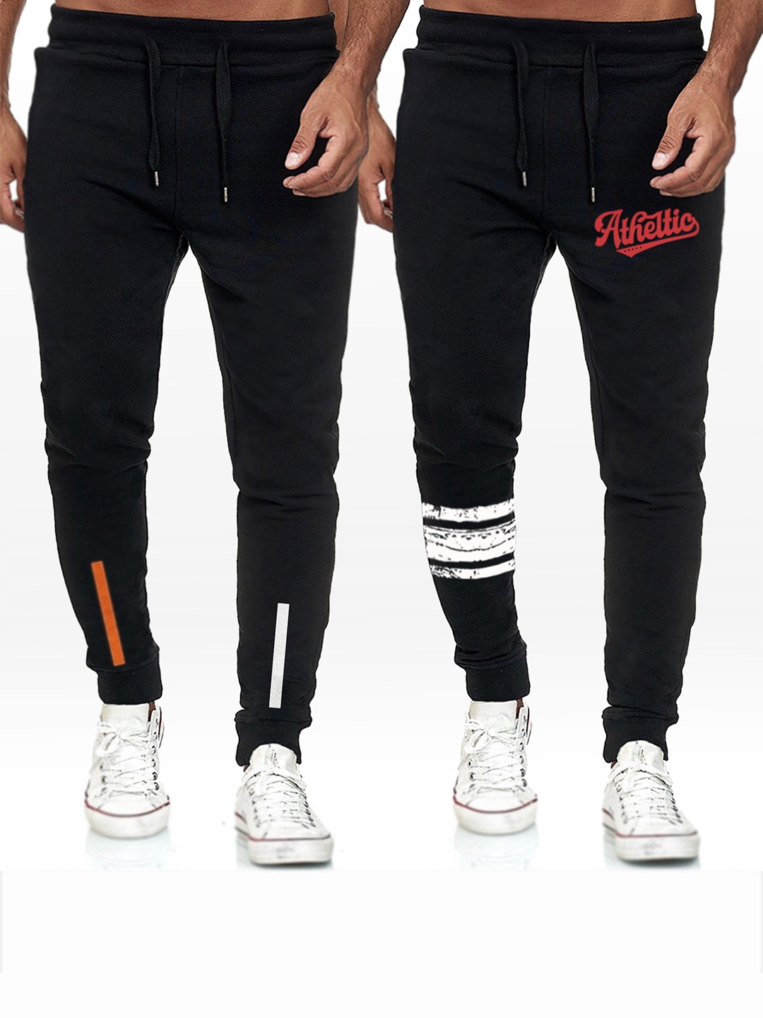 

TRIPR Men Pack Of 2 Regular Fit Breathable Joggers, Black