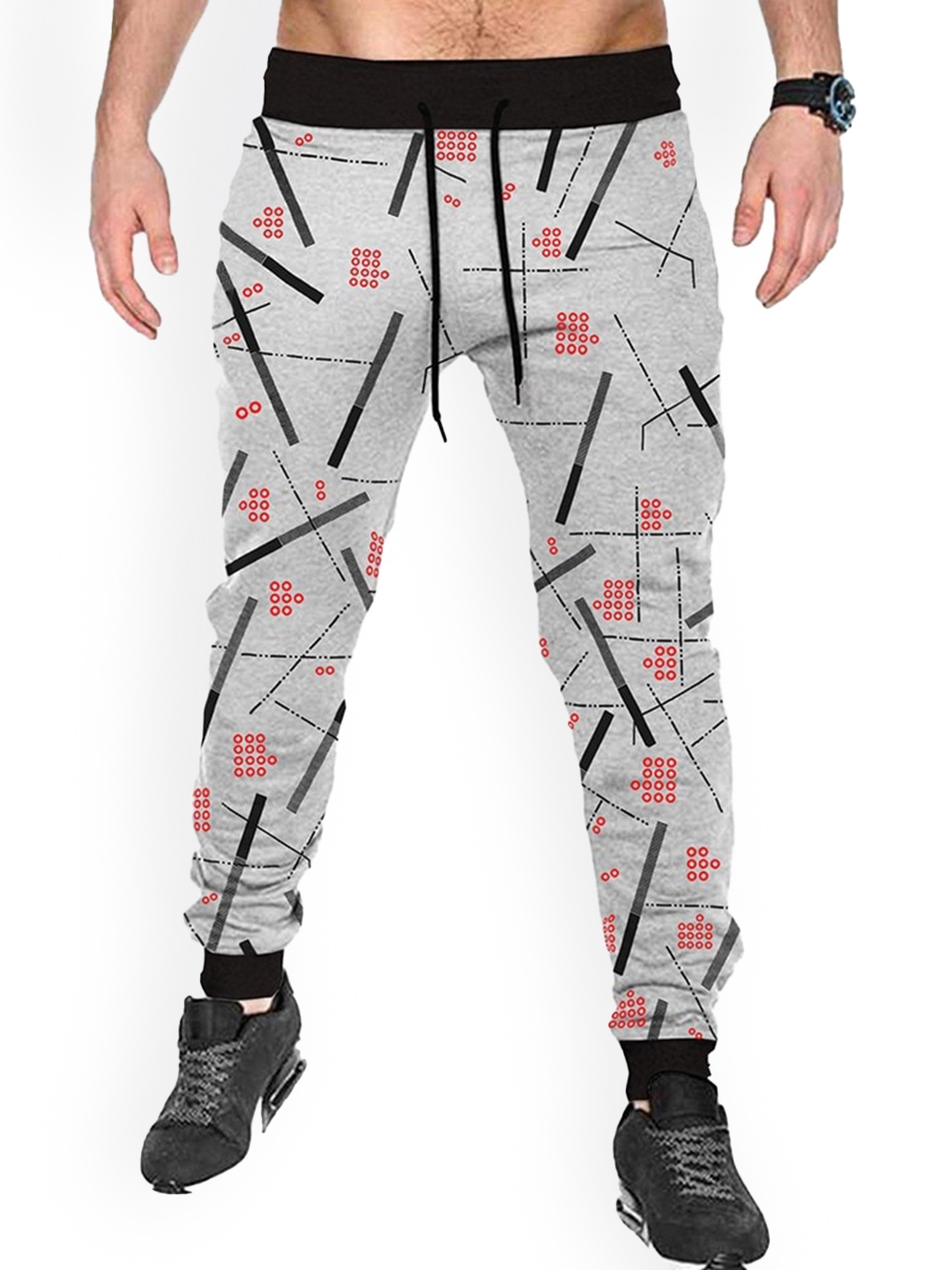 

TRIPR Men Printed Mid-Rise Joggers, Grey