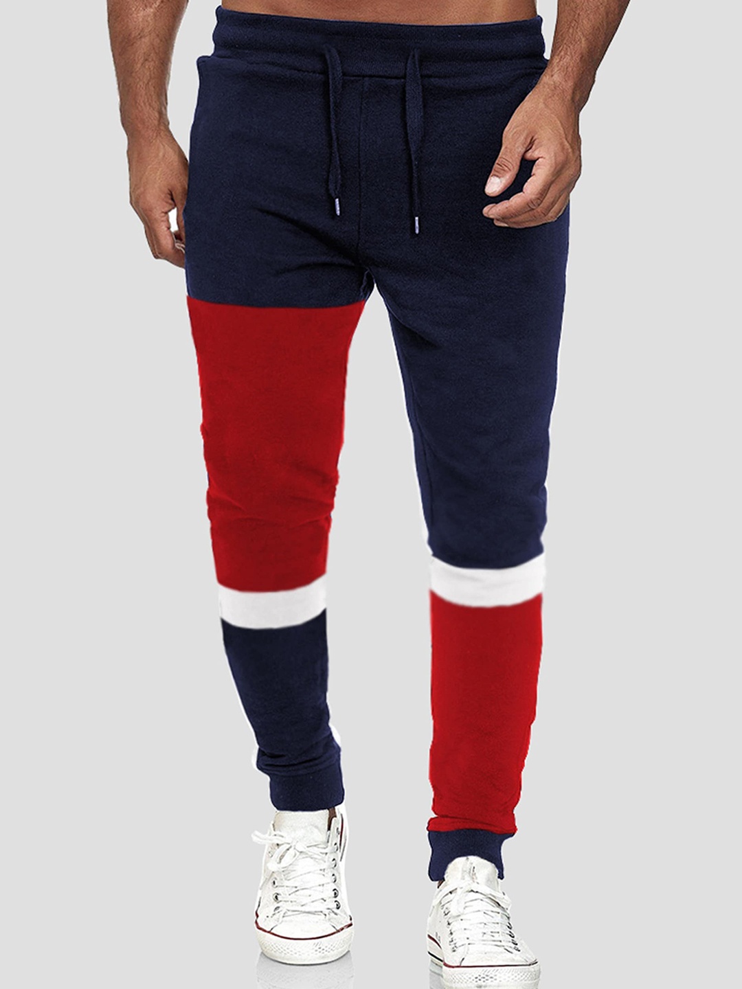 

TRIPR Men Colourblocked Joggers, Navy blue