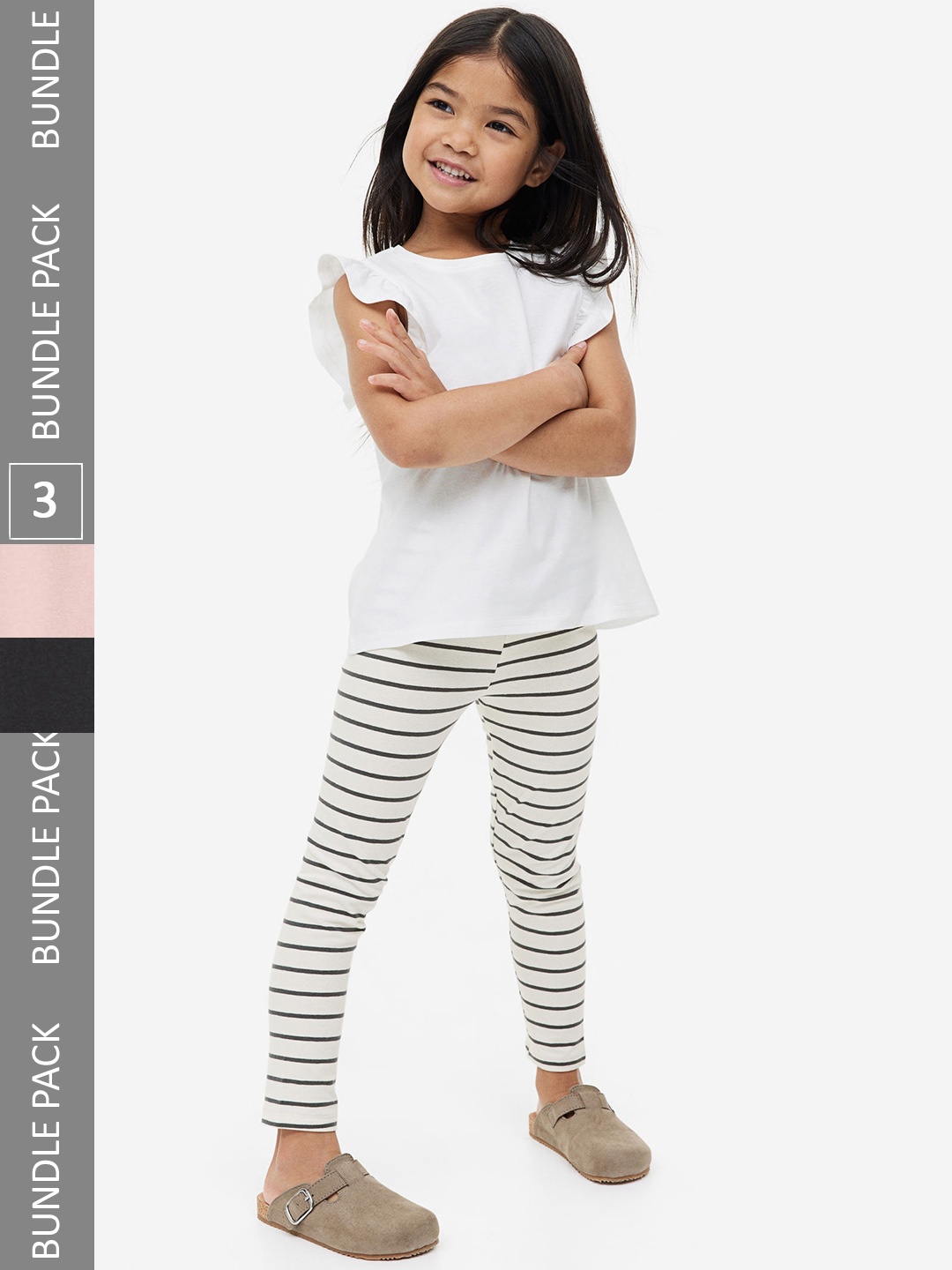 

H&M Girls 3-Pack Jersey Leggings, Grey