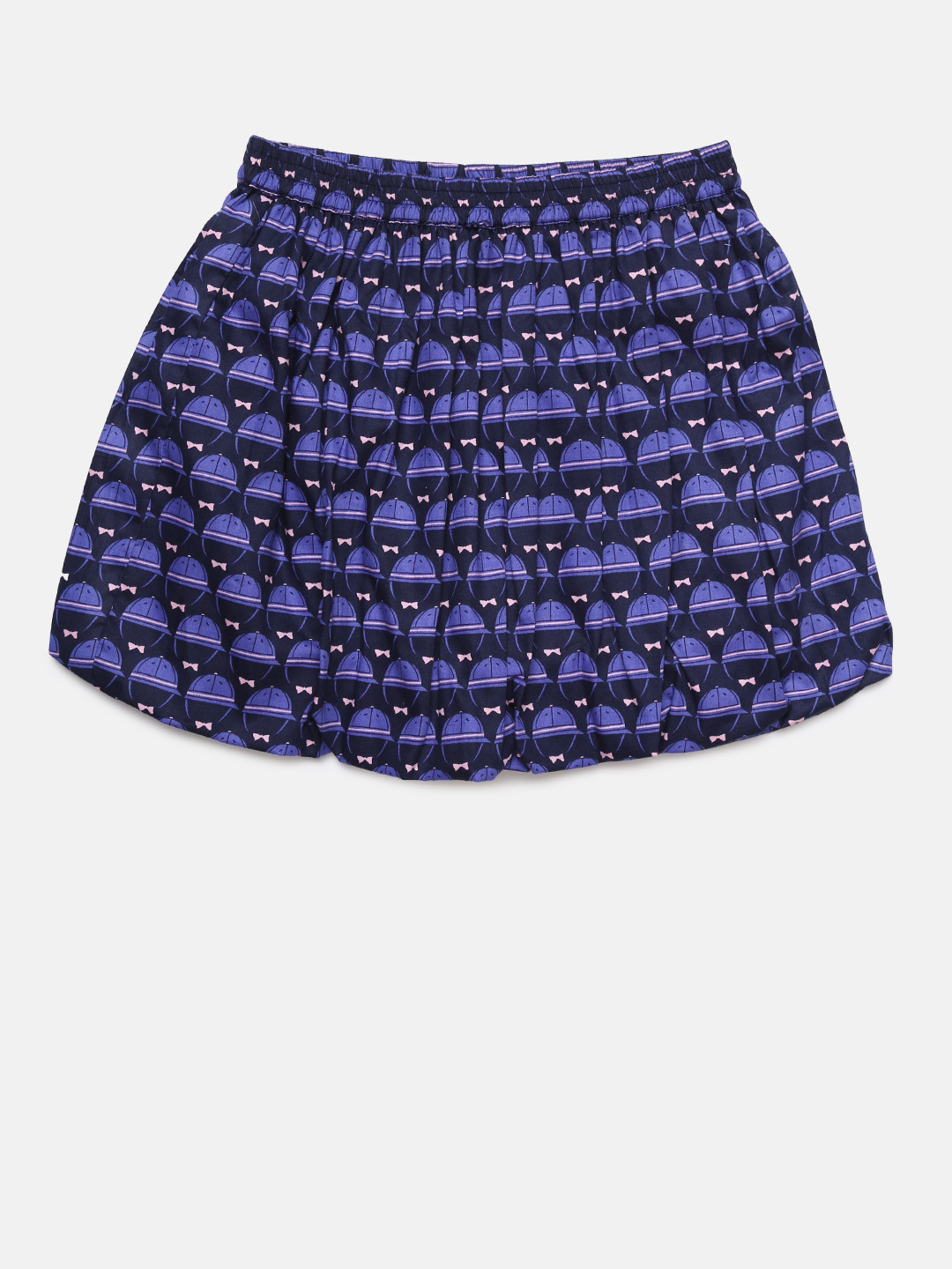 

Peppermint Girls Blue Printed Flared Pure Cotton Skirt, Navy blue