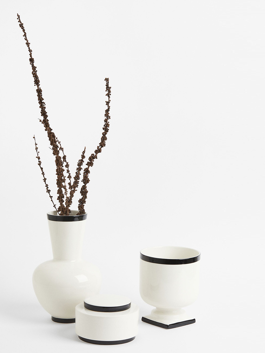 

H&M White & Black Tall Porcelain Vase
