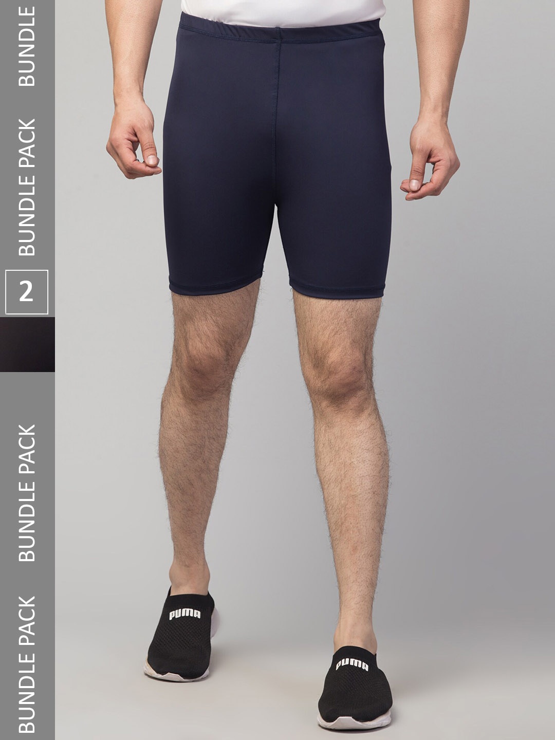 

Apraa & Parma Men Pack Of 2 Skinny Fit with E-Dry Technology Sports Shorts, Navy blue