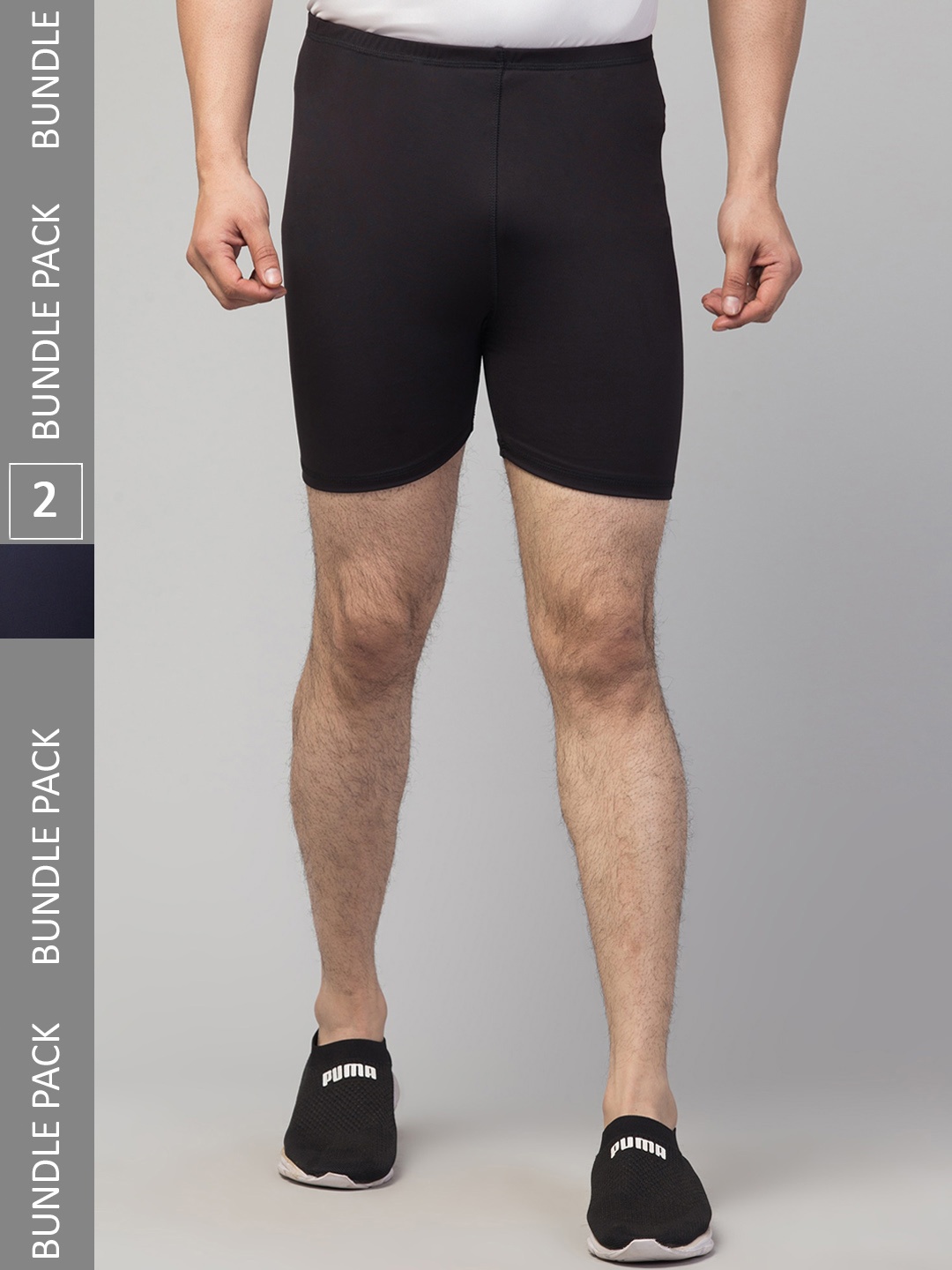 

Apraa & Parma Men Pack Of 2 Mid Rise e-Dry Technology Skinny Fit Sports Shorts, Navy blue