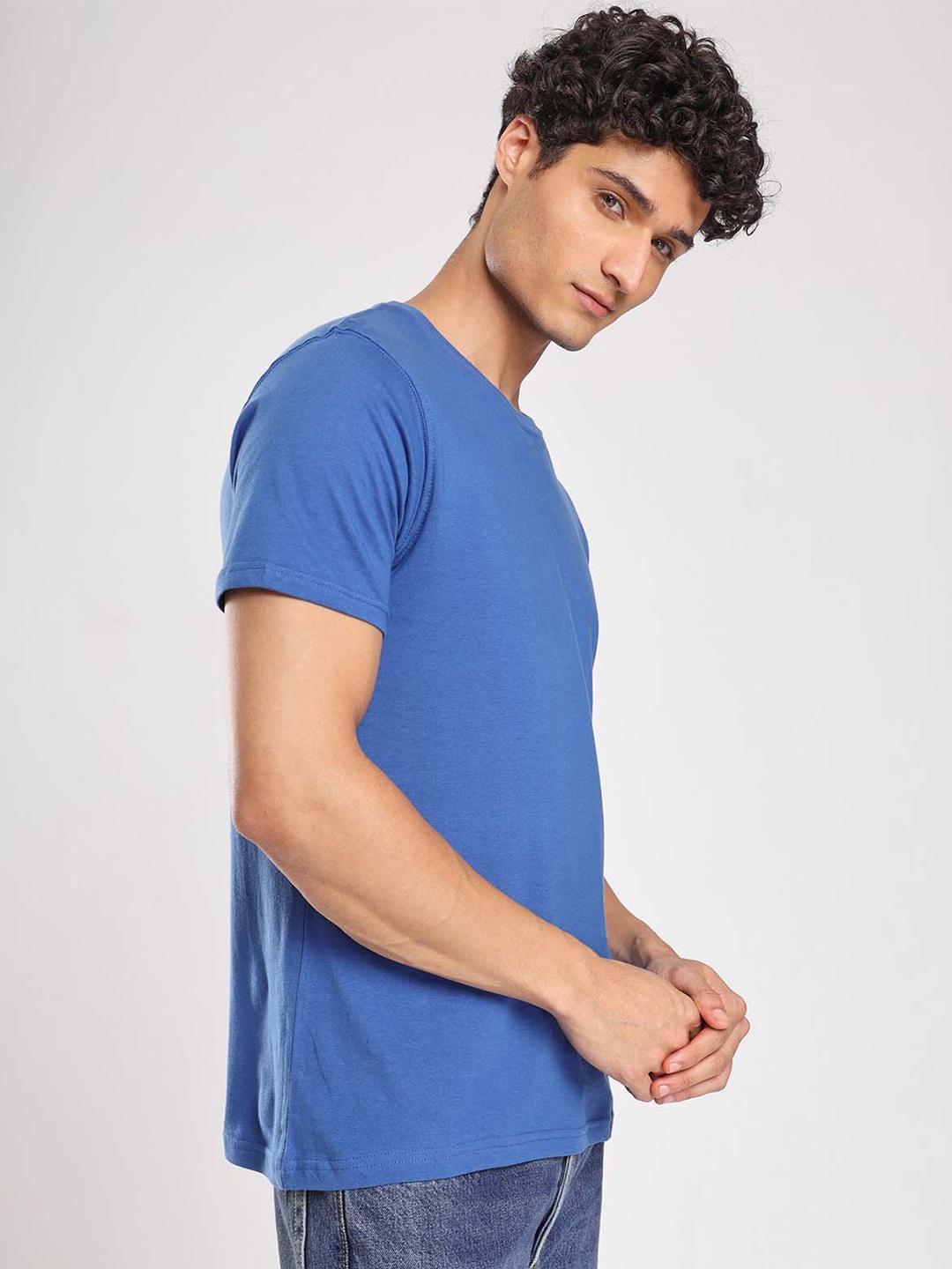 

NOBERO Crew Neck Cotton Casual T-Shirt, Blue