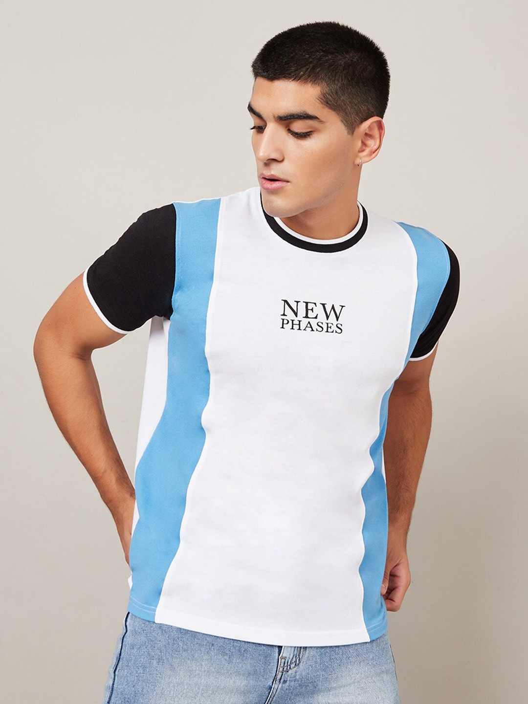 

Styli Men Pique Knit Colorblock Ringer Regular Fit T-Shirt, White