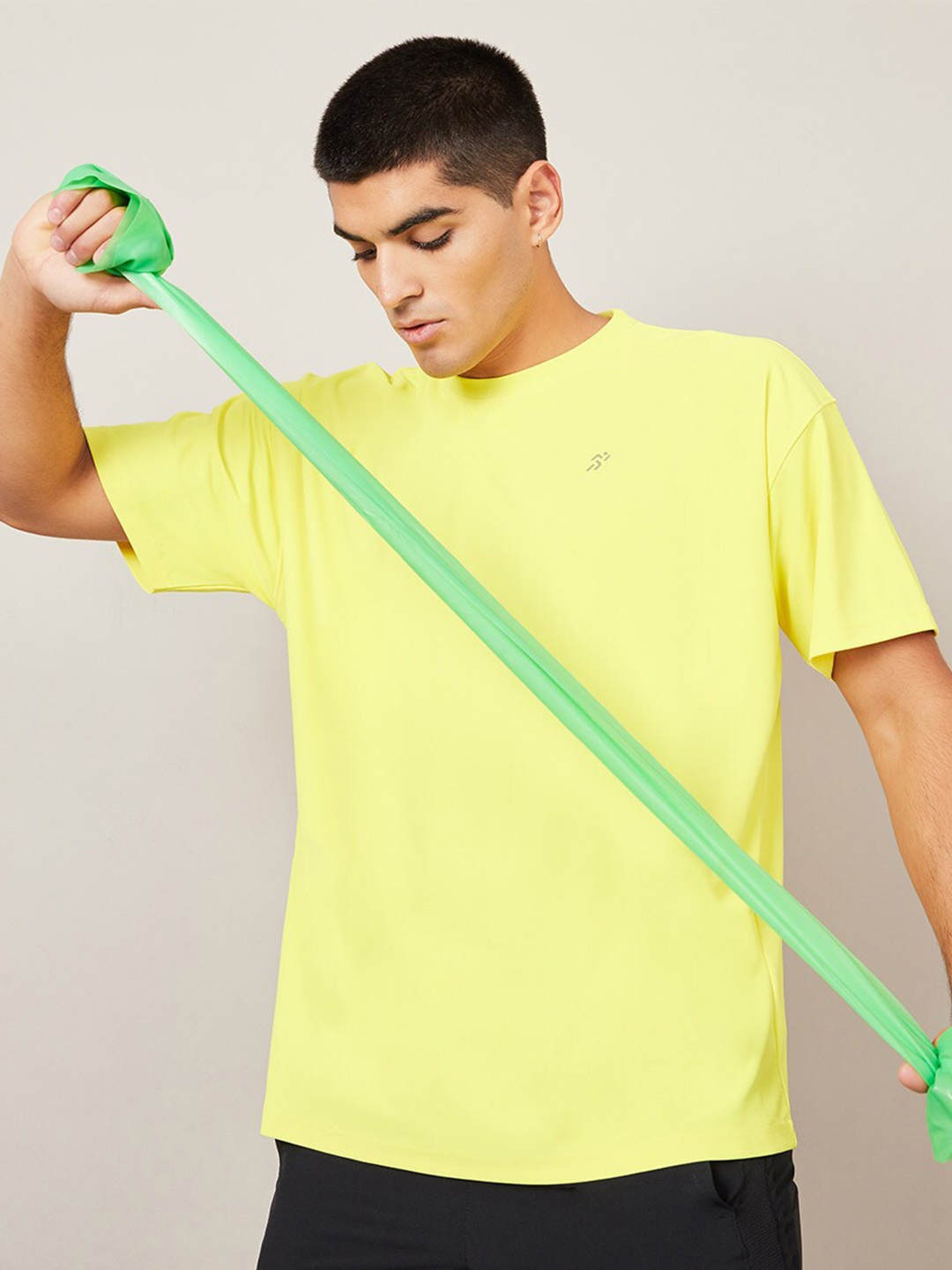 

Styli Logo Print Oversized Active T-Shirt, Yellow