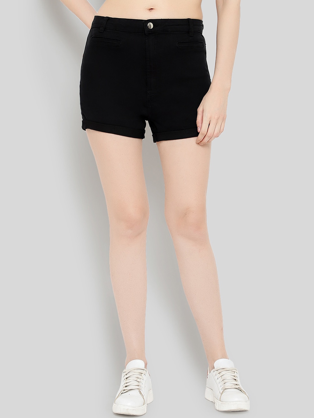 

GUTI Women High-Rise Outdoor Cotton Shorts, Black