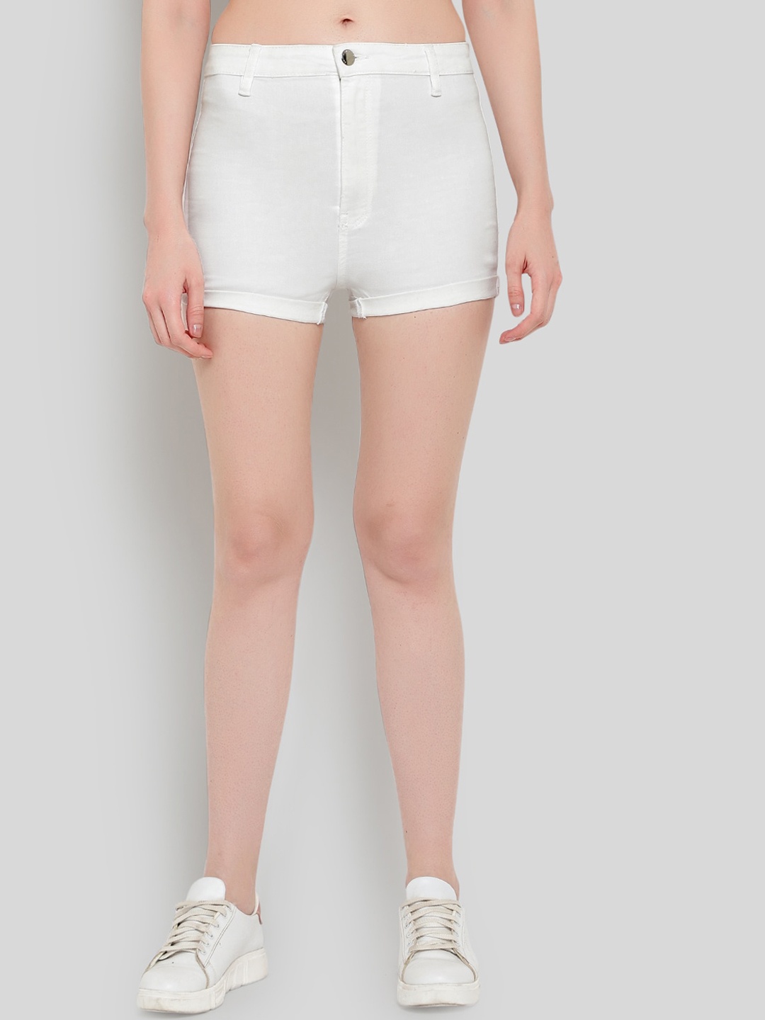 

GUTI Women High-Rise Denim Shorts, White