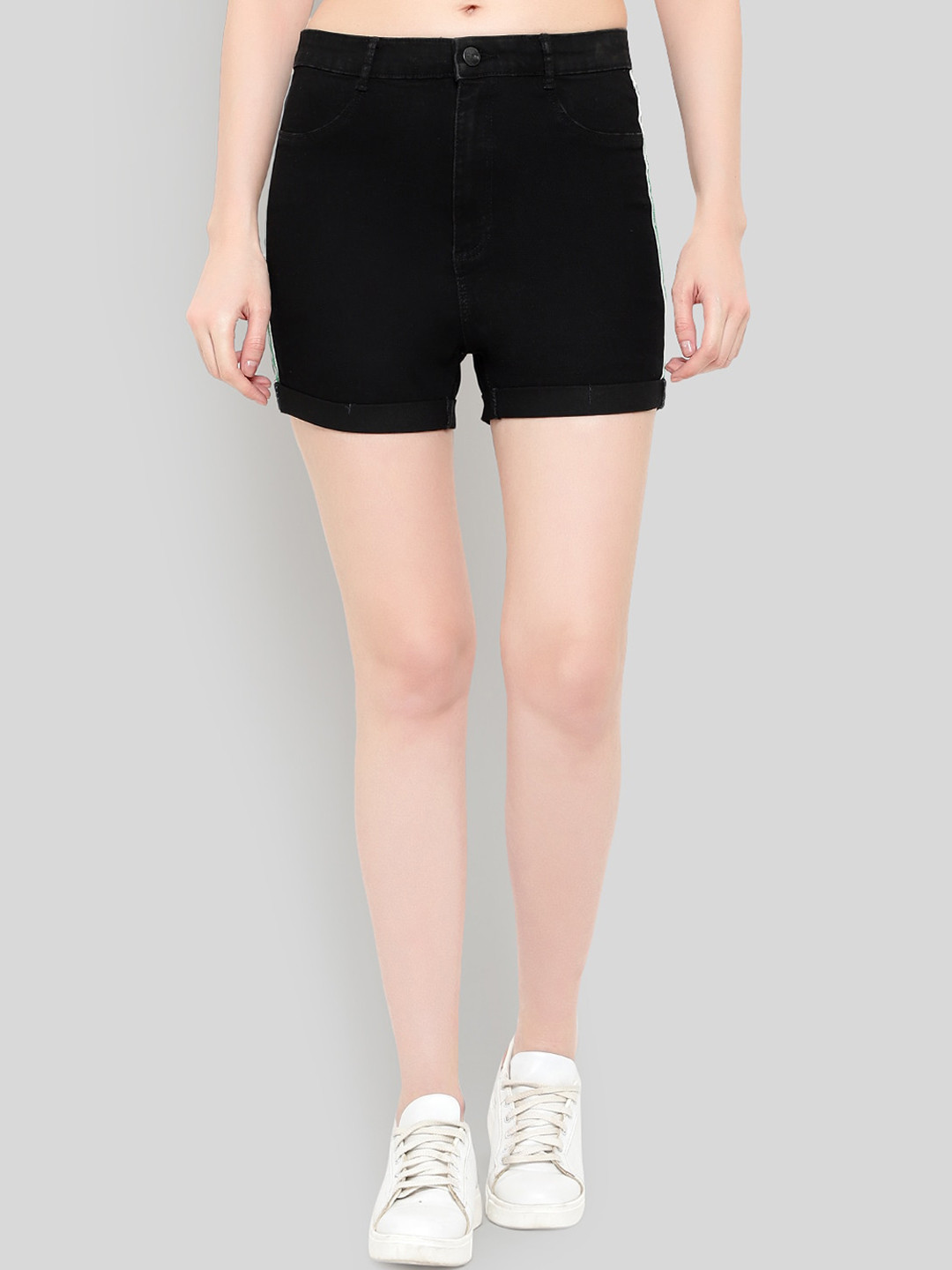 

GUTI Women High-Rise Denim Shorts, Black