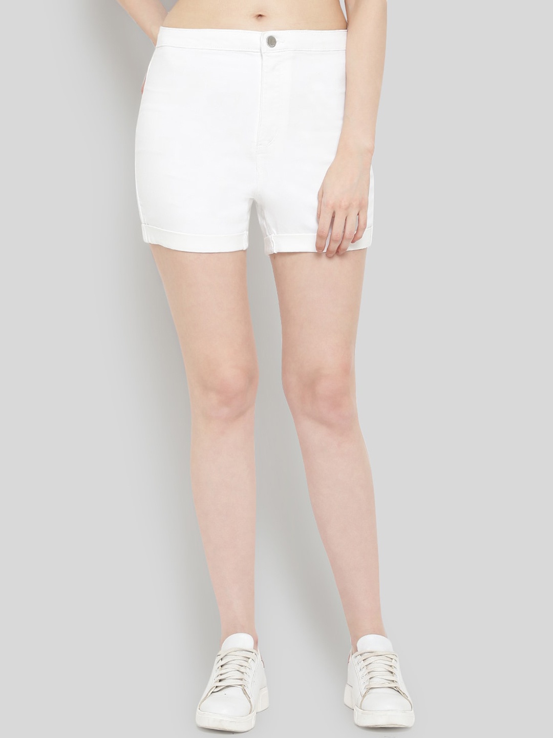 

GUTI Women High-Rise Denim Shorts, White