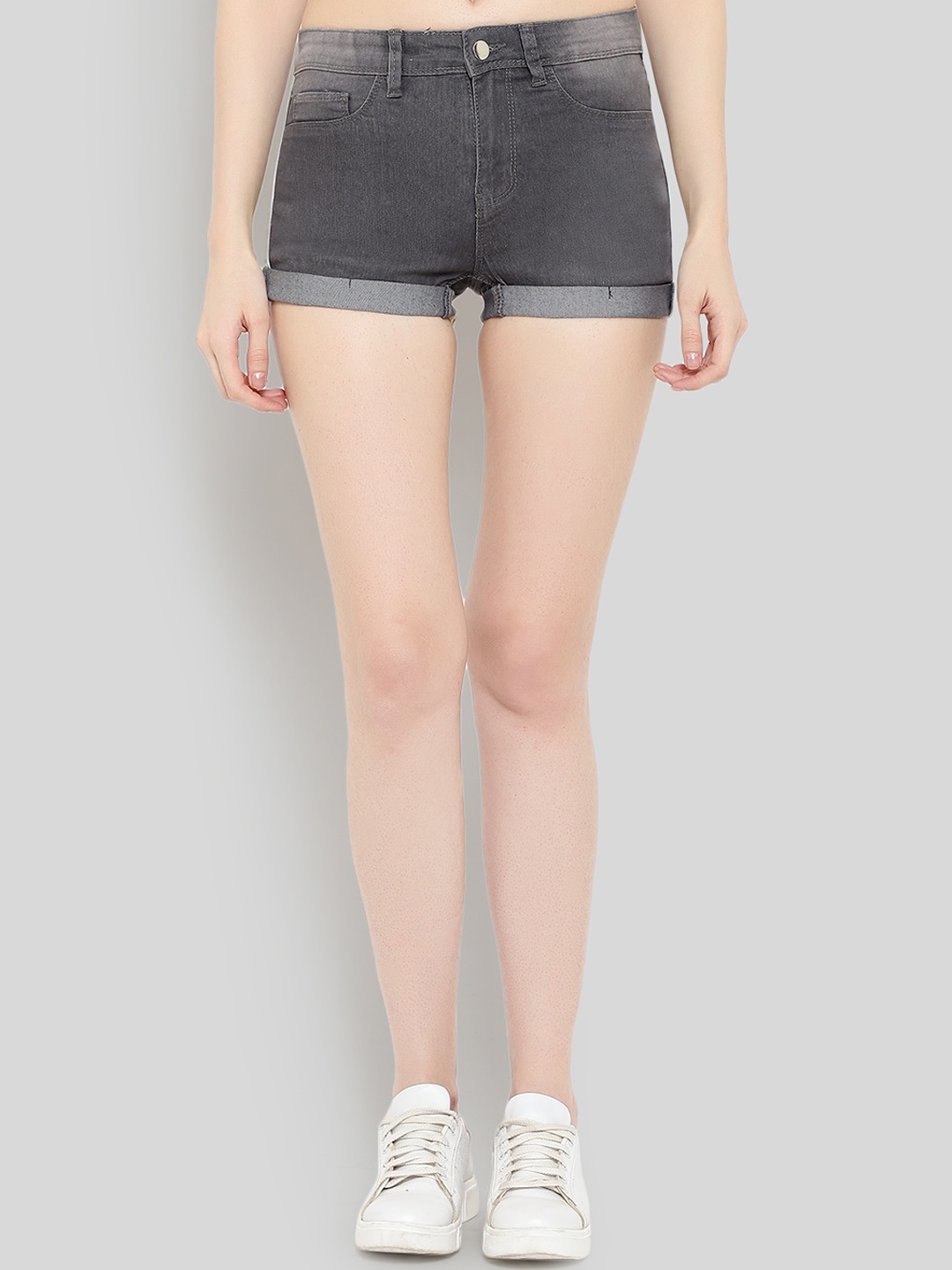 

GUTI Women Mid-Rise Denim Regular Shorts, Grey