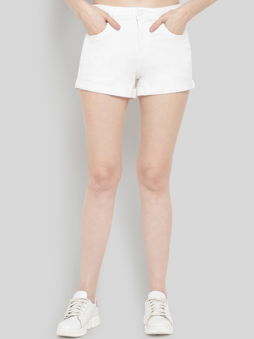 

GUTI Women Mid-Rise Regular Fit Cotton Hot Pants, White