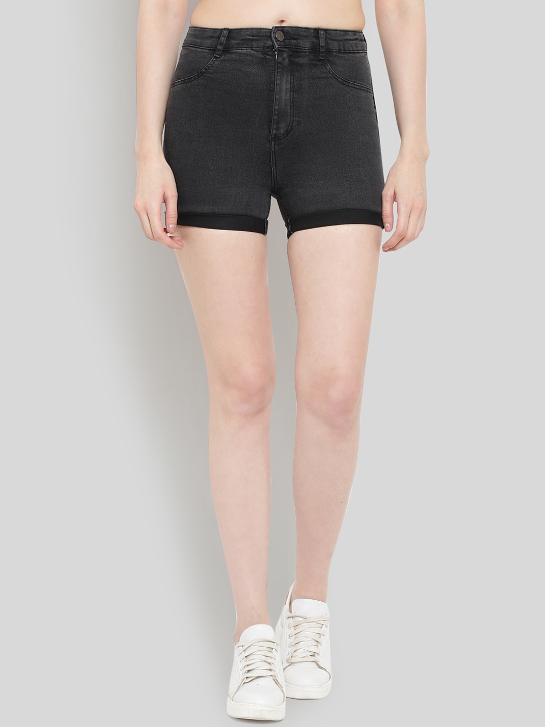 

GUTI Women High-Rise Denim Shorts, Black