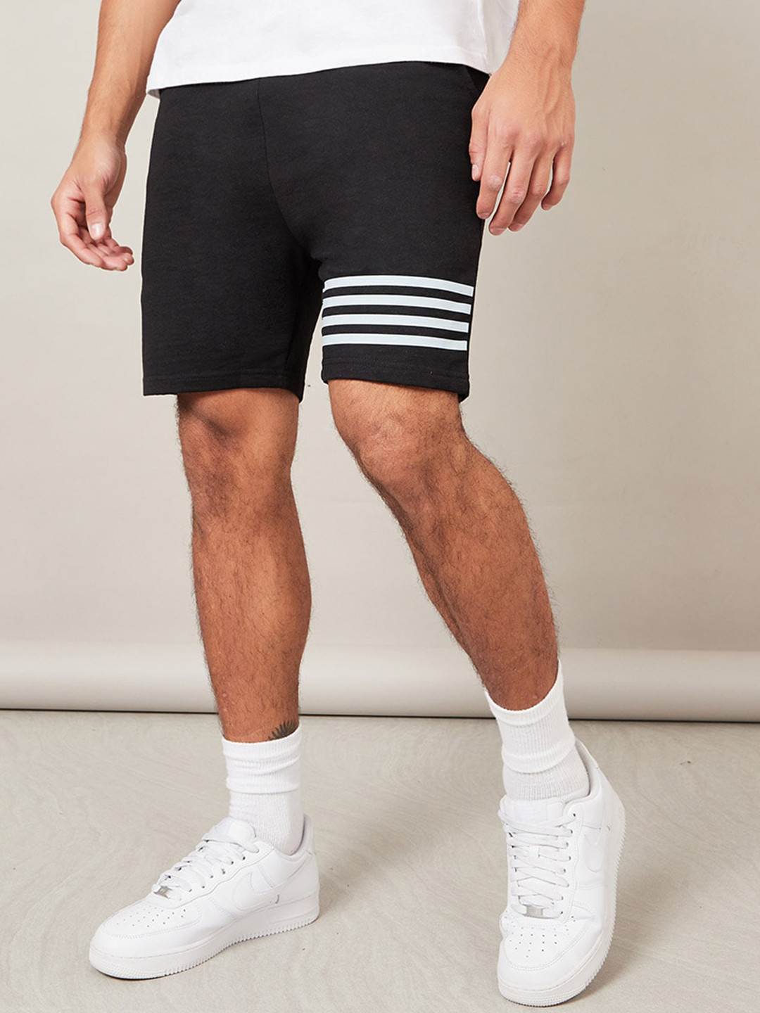 

Styli Men Black Cotton Sports Shorts
